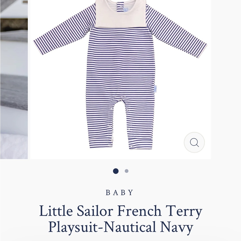 French Terry Playsuit - Navy and White Stripes
